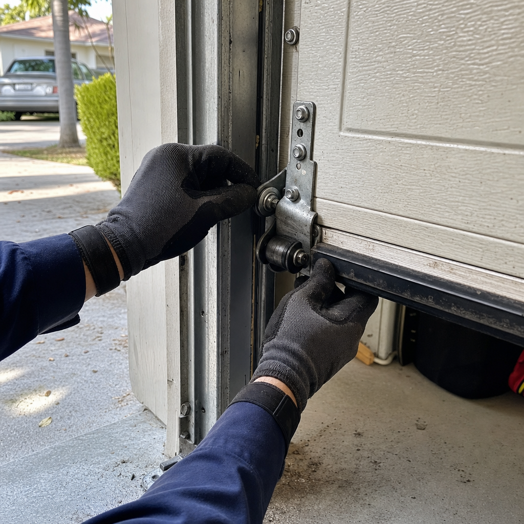 Garage door parts being repaired by a professional in Kendale Lakes, FL